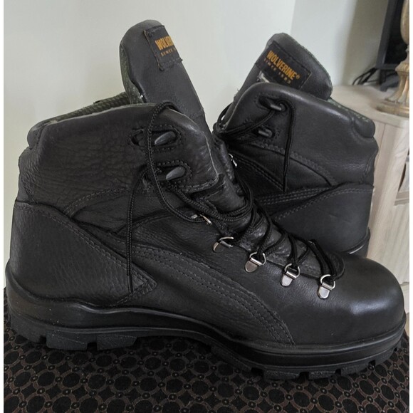 Nice WOLVERINE Steel-Toe Waterproof BlackLeatherShoe Work BOOTS 13W WornOnce EuC main image 5